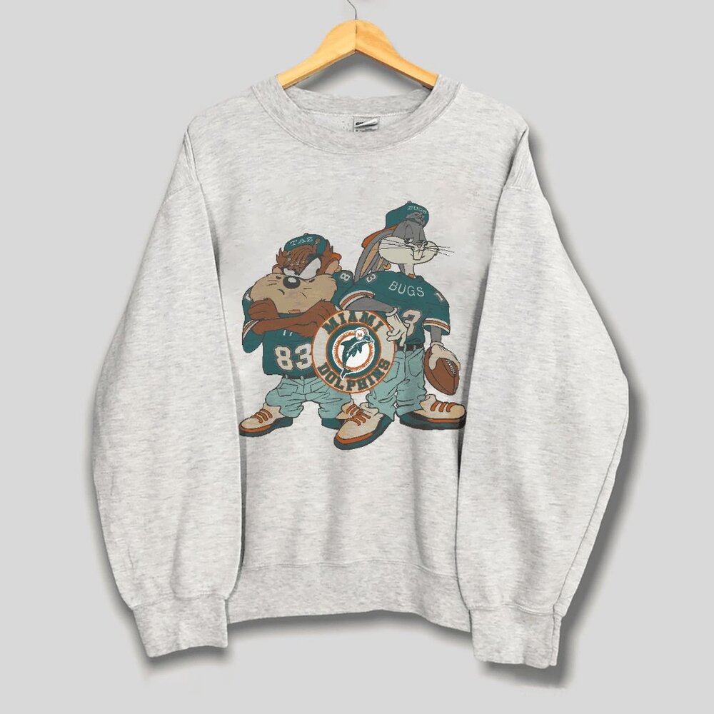Vintage Miami Dolphins Bugs Bunny Looney Tunes Football Sweatshirt, NFL Shirt